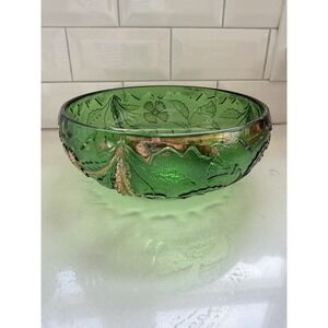 1899 Antique EAPG US Delaware Green/Gold Glass VICTORIAN FRUIT/SERVING BOWL